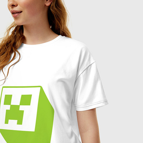 Женская футболка оверсайз Green Creeper / Белый – фото 3