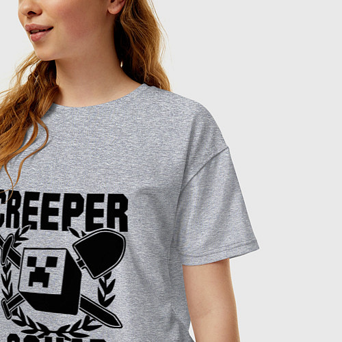 Женская футболка оверсайз Creeper Squad / Меланж – фото 3