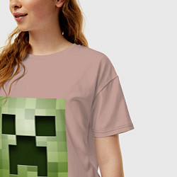 Футболка оверсайз женская Мinecraft creeper, цвет: пыльно-розовый — фото 2