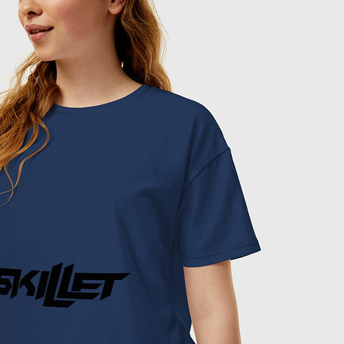 Женская футболка оверсайз Skillet / Тёмно-синий – фото 3