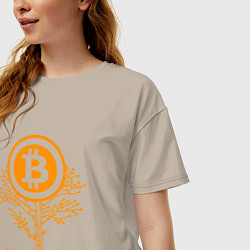 Футболка оверсайз женская Bitcoin Tree, цвет: миндальный — фото 2