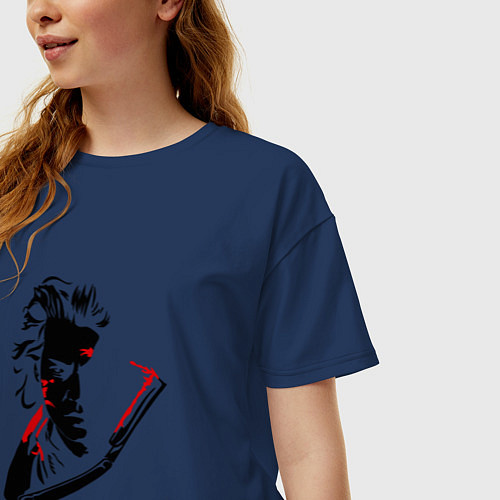 Женская футболка оверсайз Sweeney Todd / Тёмно-синий – фото 3