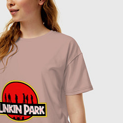 Футболка оверсайз женская Linkin Park: Jurassic Park, цвет: пыльно-розовый — фото 2