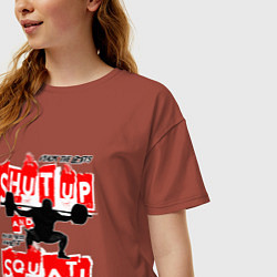 Футболка оверсайз женская Powerlifting shut up and squat, цвет: кирпичный — фото 2