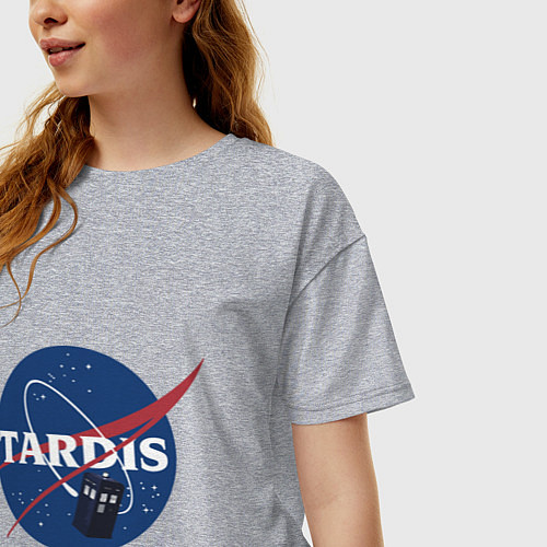Женская футболка оверсайз Tardis NASA / Меланж – фото 3