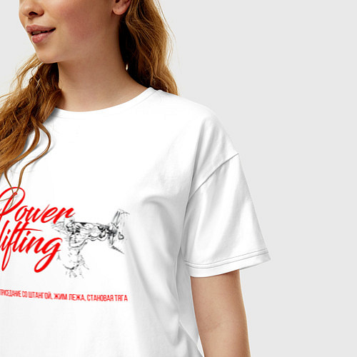 Женская футболка оверсайз Силовое троеборье / Белый – фото 3