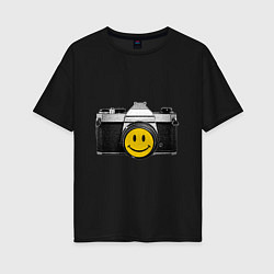 Футболка оверсайз женская Фото-smile, цвет: черный