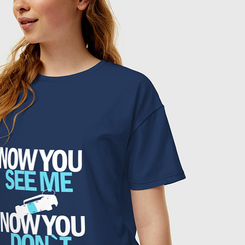 Женская футболка оверсайз Now you see me / Тёмно-синий – фото 3