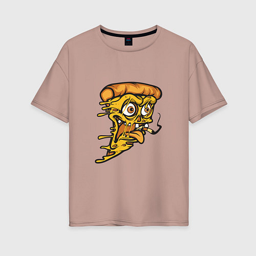 Женская футболка оверсайз Crazy Pizza / Пыльно-розовый – фото 1