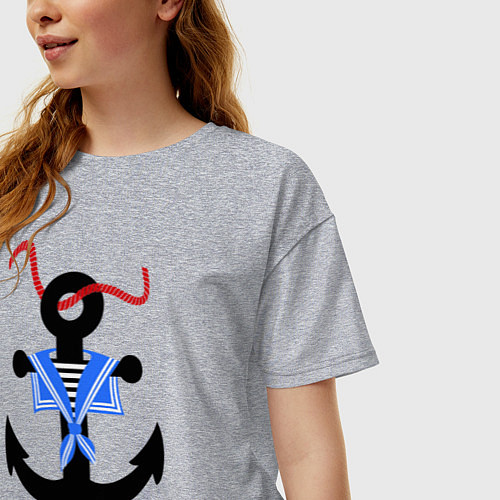 Женская футболка оверсайз Морской якорь / Меланж – фото 3
