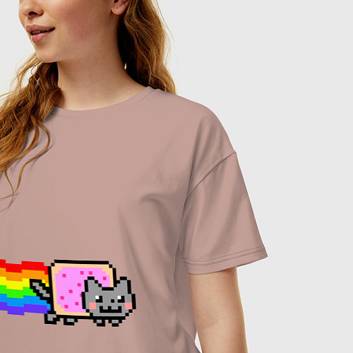 Женская футболка оверсайз Nyan Cat / Пыльно-розовый – фото 3