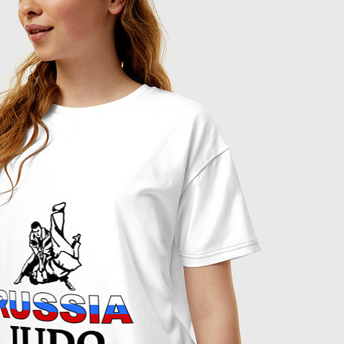 Женская футболка оверсайз Russia judo / Белый – фото 3