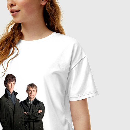 Женская футболка оверсайз Sherlock / Белый – фото 3