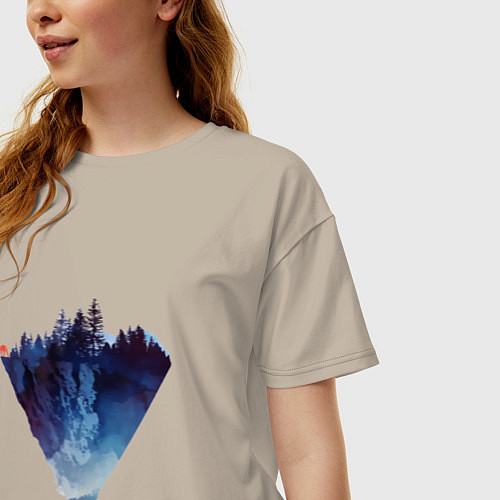 Женская футболка оверсайз Край леса / Миндальный – фото 3