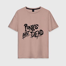 Футболка оверсайз женская Punks not dead, цвет: пыльно-розовый