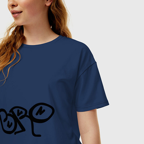 Женская футболка оверсайз Бро / Тёмно-синий – фото 3