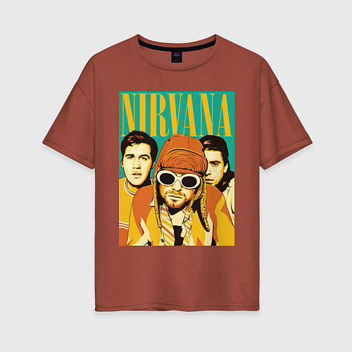 Женская футболка оверсайз Nirvana / Кирпичный – фото 1