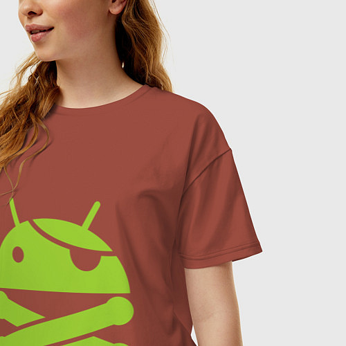 Женская футболка оверсайз Android super user / Кирпичный – фото 3