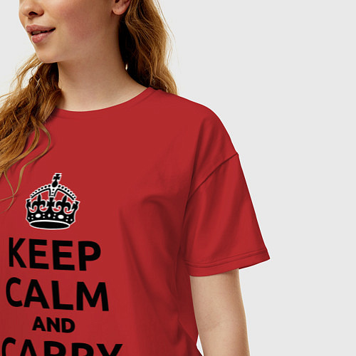 Женская футболка оверсайз Keep Calm & Carry On / Красный – фото 3