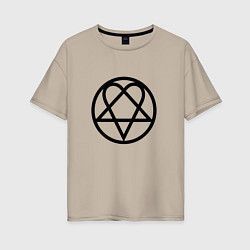 Футболка оверсайз женская HIM Symbol, цвет: миндальный