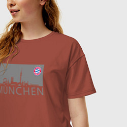 Футболка оверсайз женская Bayern Munchen - Munchen City grey 2022, цвет: кирпичный — фото 2