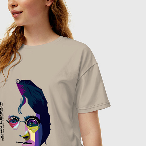 Женская футболка оверсайз John Lennon: Techno / Миндальный – фото 3