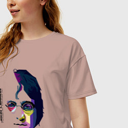Футболка оверсайз женская John Lennon: Techno, цвет: пыльно-розовый — фото 2