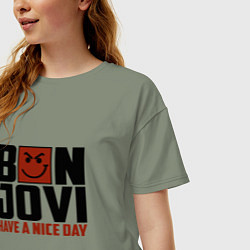 Футболка оверсайз женская Bon Jovi: Nice day, цвет: авокадо — фото 2