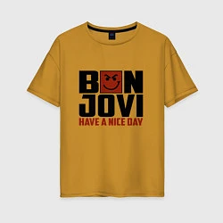Футболка оверсайз женская Bon Jovi: Nice day, цвет: горчичный