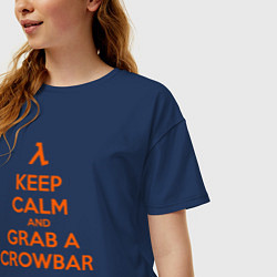 Футболка оверсайз женская Keep Calm & Grab a Crowbar, цвет: тёмно-синий — фото 2
