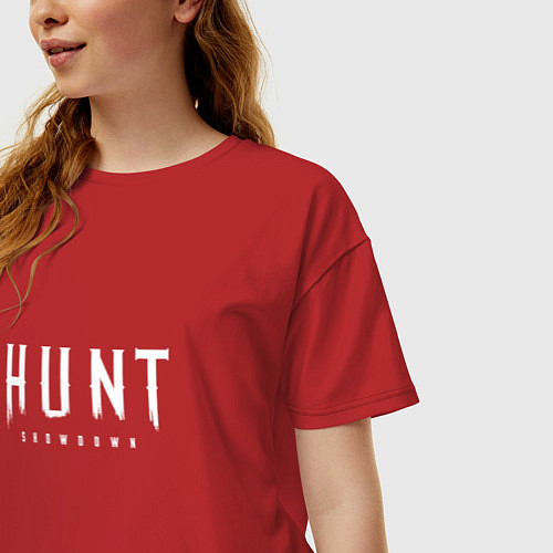 Женская футболка оверсайз Hunt: Showdown White Logo / Красный – фото 3