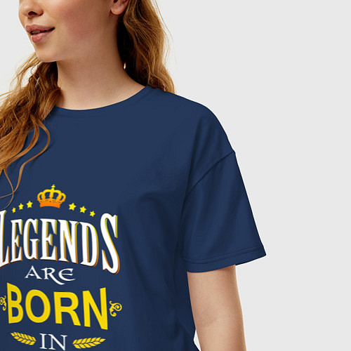 Женская футболка оверсайз Legends are born in january / Тёмно-синий – фото 3