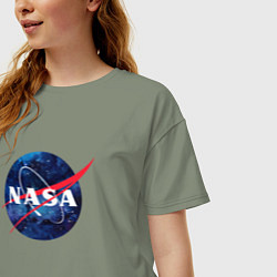 Футболка оверсайз женская NASA: Cosmic Logo, цвет: авокадо — фото 2