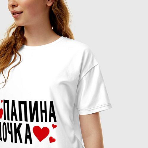 Женская футболка оверсайз Папина дочка / Белый – фото 3