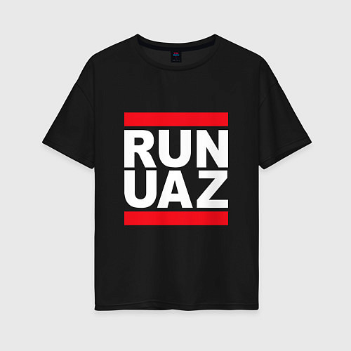 Женская футболка оверсайз Run UAZ / Черный – фото 1