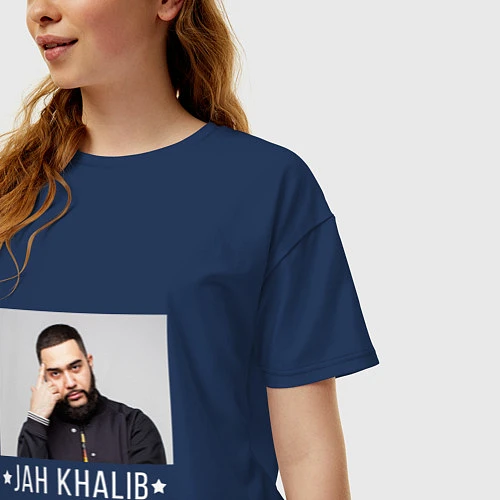 Женская футболка оверсайз Jah Khalib: Dark Style / Тёмно-синий – фото 3