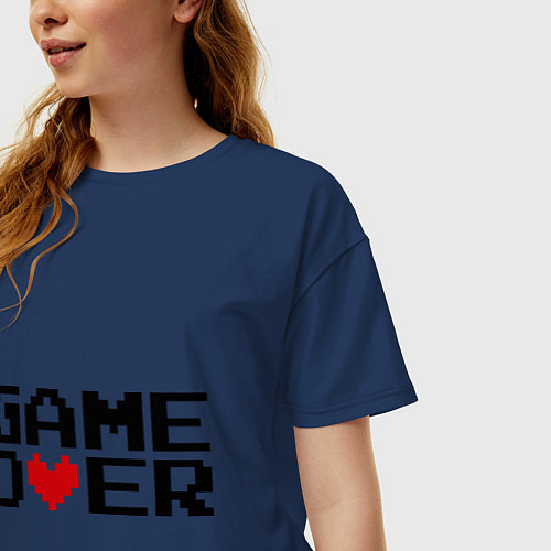 Женская футболка оверсайз Game over 8 bit / Тёмно-синий – фото 3