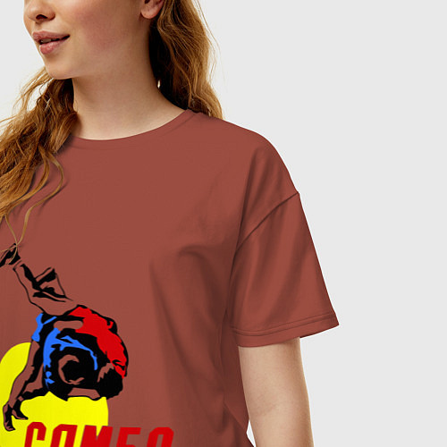 Женская футболка оверсайз Спортивное самбо / Кирпичный – фото 3