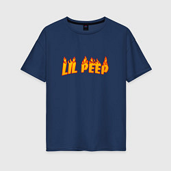 Футболка оверсайз женская Lil Peep: Hell Flame, цвет: тёмно-синий