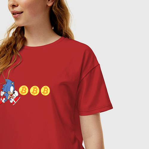 Женская футболка оверсайз Монетный Соник / Красный – фото 3