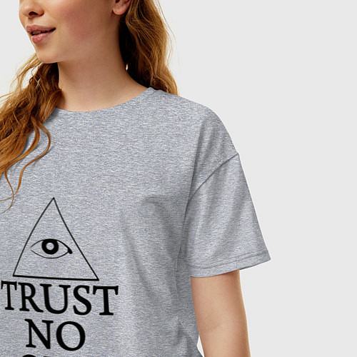 Женская футболка оверсайз Trust no one / Меланж – фото 3