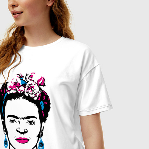 Женская футболка оверсайз Фрида Кало / Белый – фото 3