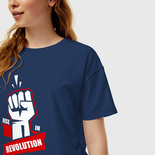 Женская футболка оверсайз Skillet: Rise on Revolution / Тёмно-синий – фото 3