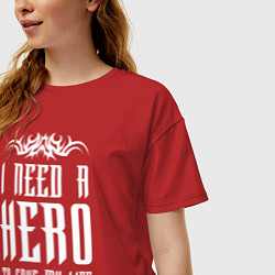 Футболка оверсайз женская Skillet: I need a Hero, цвет: красный — фото 2