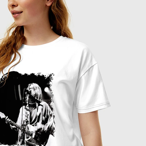 Женская футболка оверсайз Black Nirvana / Белый – фото 3