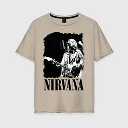 Футболка оверсайз женская Black Nirvana, цвет: миндальный