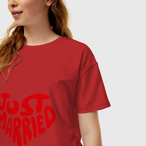Женская футболка оверсайз Just married (Молодожены) / Красный – фото 3