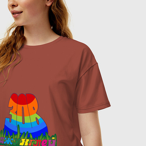 Женская футболка оверсайз Зов джунглей / Кирпичный – фото 3