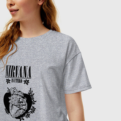 Женская футболка оверсайз Nirvana in utero сердце / Меланж – фото 3
