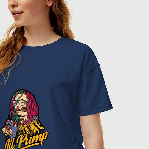 Женская футболка оверсайз Lil Pump: Street Style / Тёмно-синий – фото 3